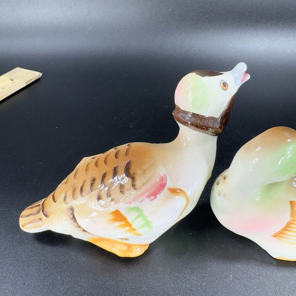Vintage Ceramic Salt Pepper Shaker Set Ducks Birds Colorful Made Japan Shakers - Picture 3 of 9